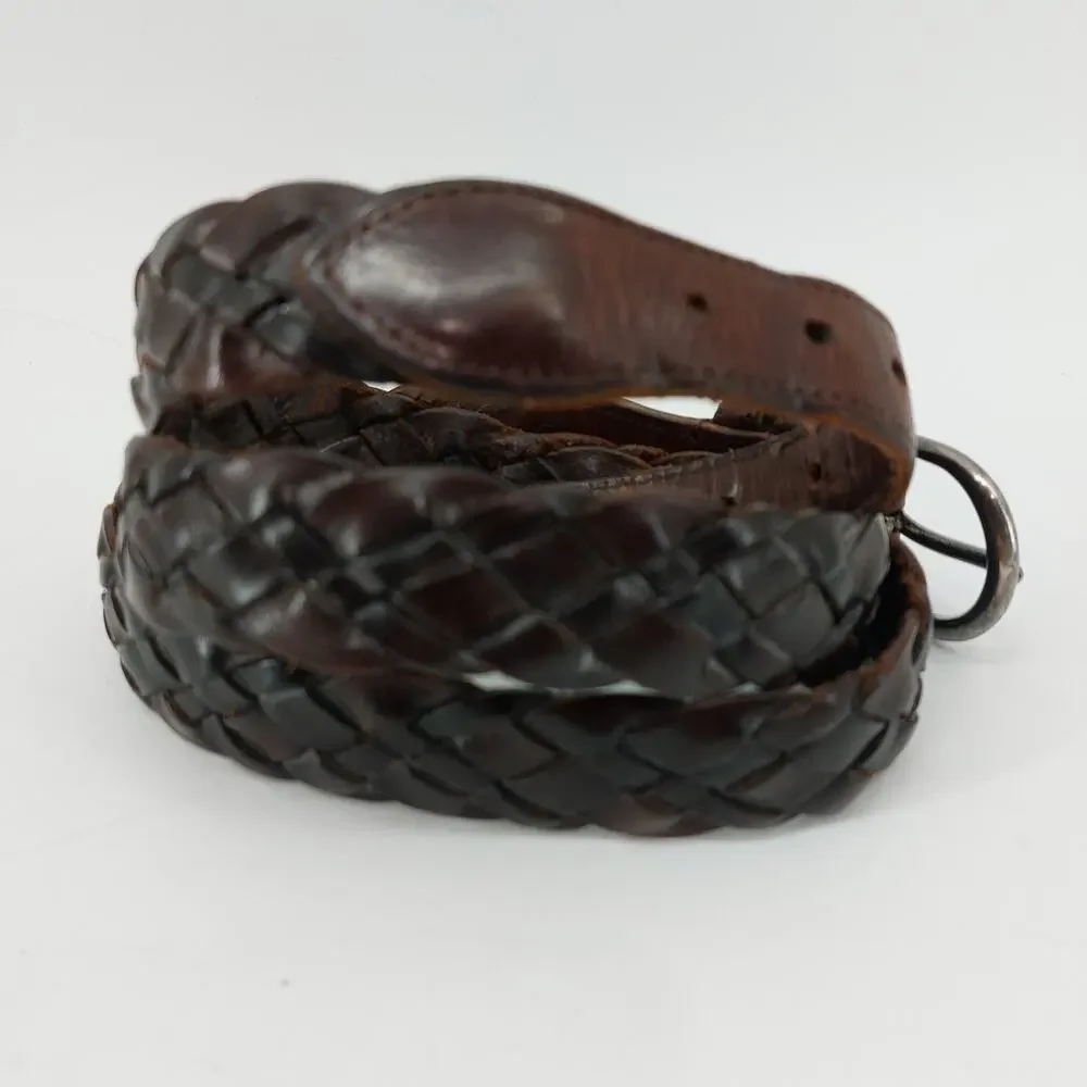 Coach Men's Size 40 Brown Leather Belt Casual Braided Weaved